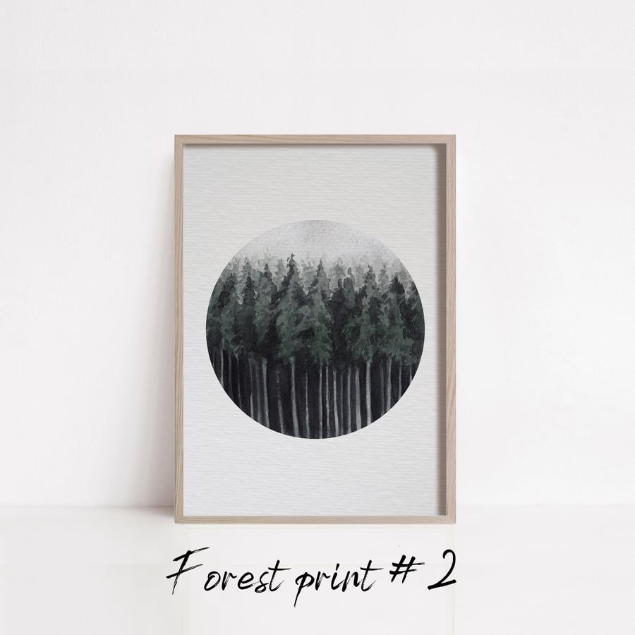 Forest watercolour print 2 minimalistic print