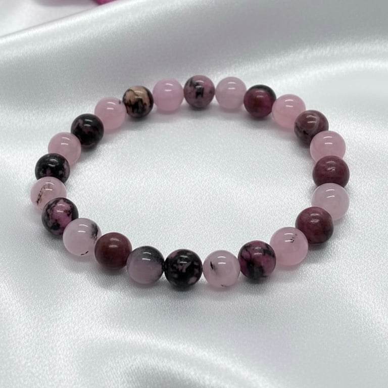 Pink Opal and Rhodonite stretch Bracelet