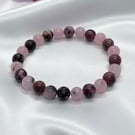 Pink Opal and Rhodonite stretch Bracelet