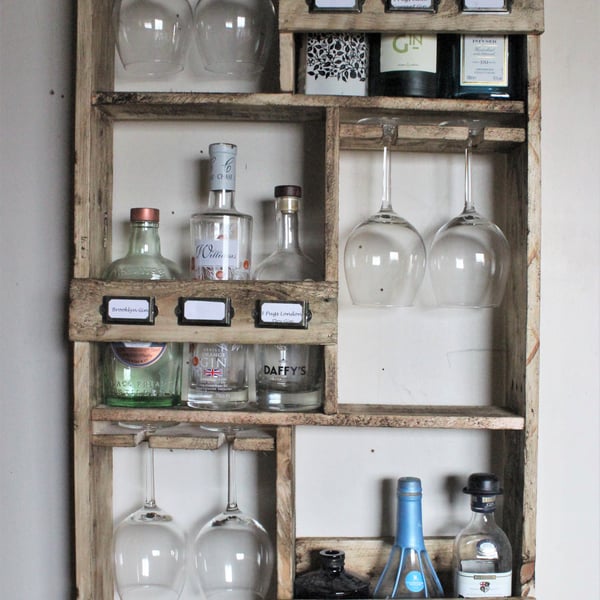 Gin rack, 9 bottles & 6 goblet glasses storage rack 