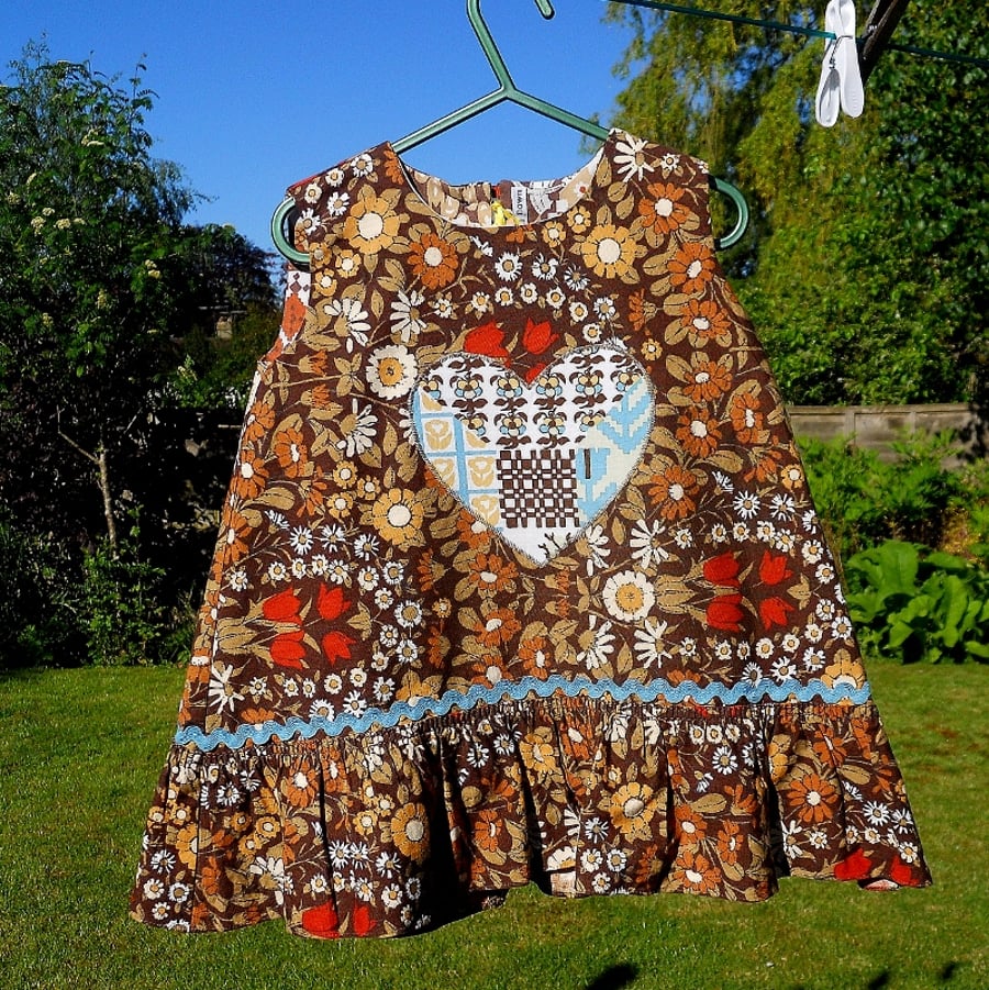 SALE Brown Heart Daisy dress for Child or Toddler