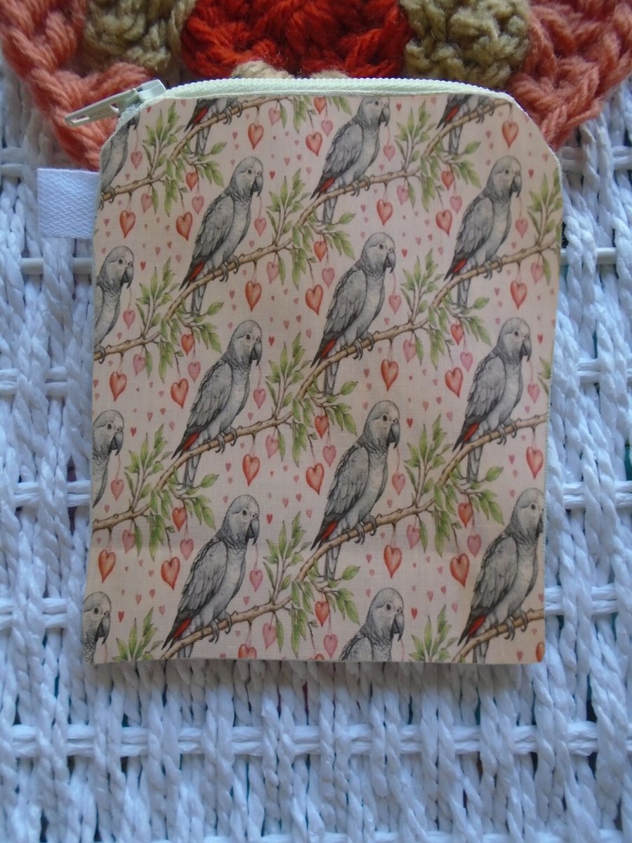 African Grey Parrot Coin Purse or Card Holder 