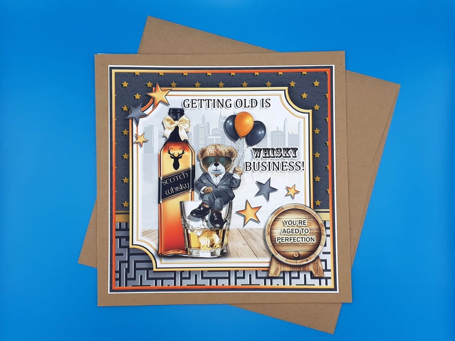 Birthday Card For Him, Decoupage,  Large Card