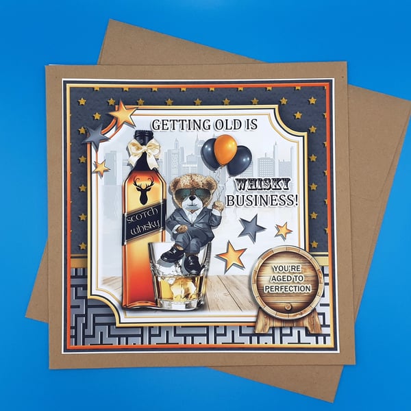 Birthday Card For Him, Decoupage,  Large Card