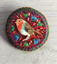 Hand Embroidered Christmas Robin Brooch - Image 1