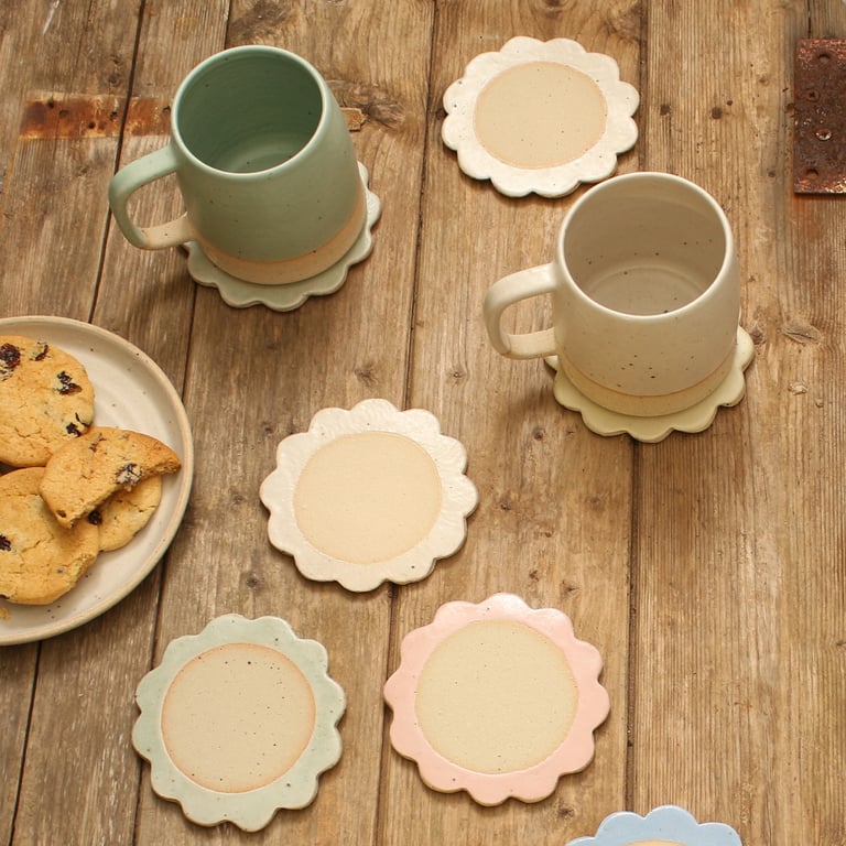 Ceramic Flower Coaster in Pastel Colours