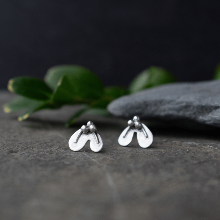 Mistletoe Earrings - Nature Inspired Silver Jewellery for Christmas