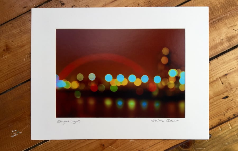 Glasgow Lights Signed Mounted Print FREE DELIVERY