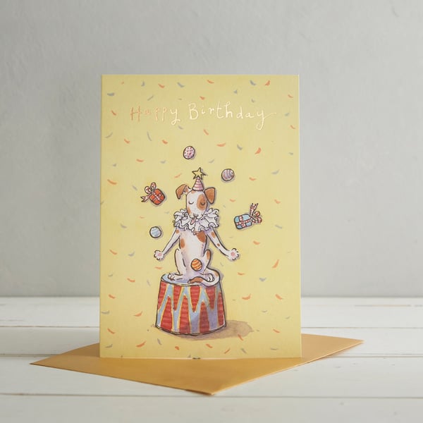 Happy Birthday Circus Dog Greetings Card