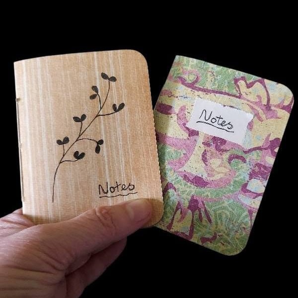 Handmade Pocket Size Notebooks - Yellow Set - Pack of 2 with Free Pen