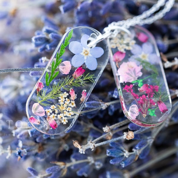 Real Flower Dog Tags Dog Tags Necklace Flower Confetti Real Flower Jewelry Real 