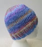 Ombre blue stripey chunky beanie hat for an adult - Image 1