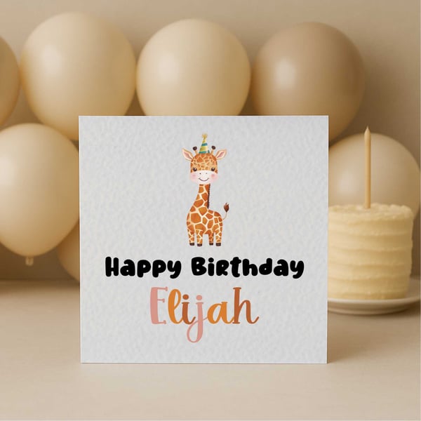 Whimsical Birthday Giraffe Greeting Card