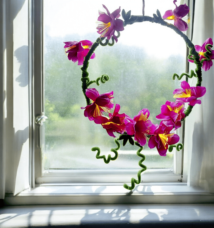 Handmade Floral Hanging with Lights- Floral Hoop with Soft Fairy Lights
