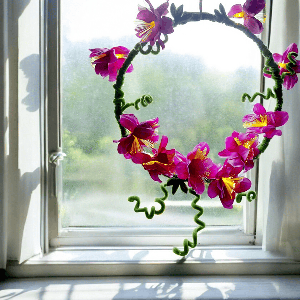 Handmade Floral Hanging with Lights- Floral Hoop with Soft Fairy Lights