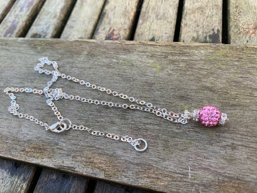 Baby pink shamballa pendant