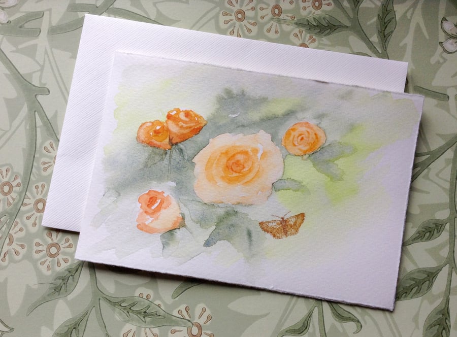 Orange roses greetings card
