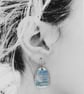 Enamel on Copper Unique Dangle Earrings with a Hand Drawn Pattern - Image 2