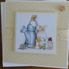 Sale - Rabbit & Watering Can Card