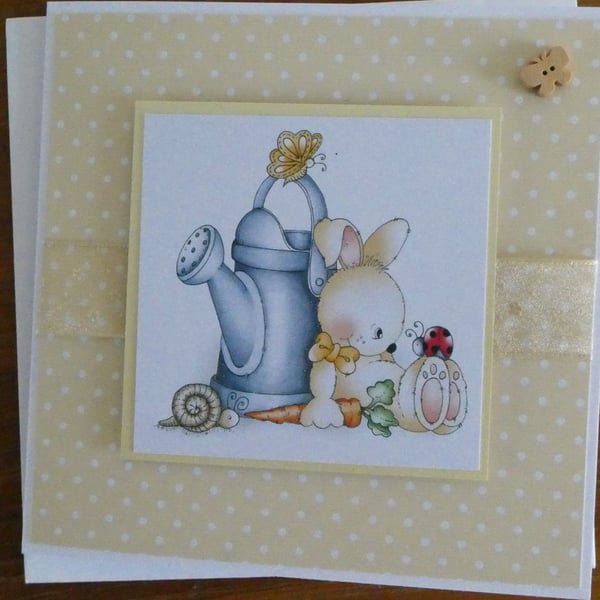 Sale - Rabbit & Watering Can Card