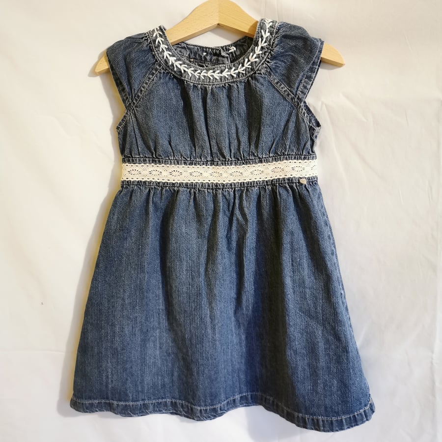 Child's upcycled denim dress