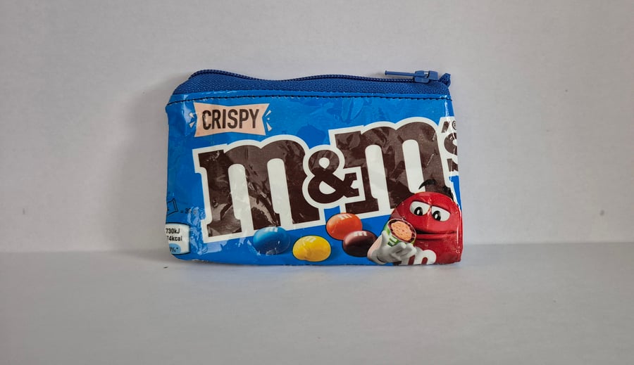 Blue Purse, Wallet, Jewellery Pouch  - made of M&M's Crispy Wrapper 