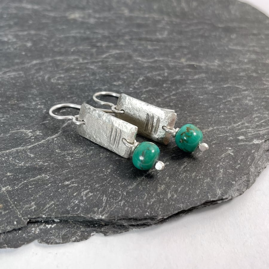 Sterling silver and turquoise Notched earrings 