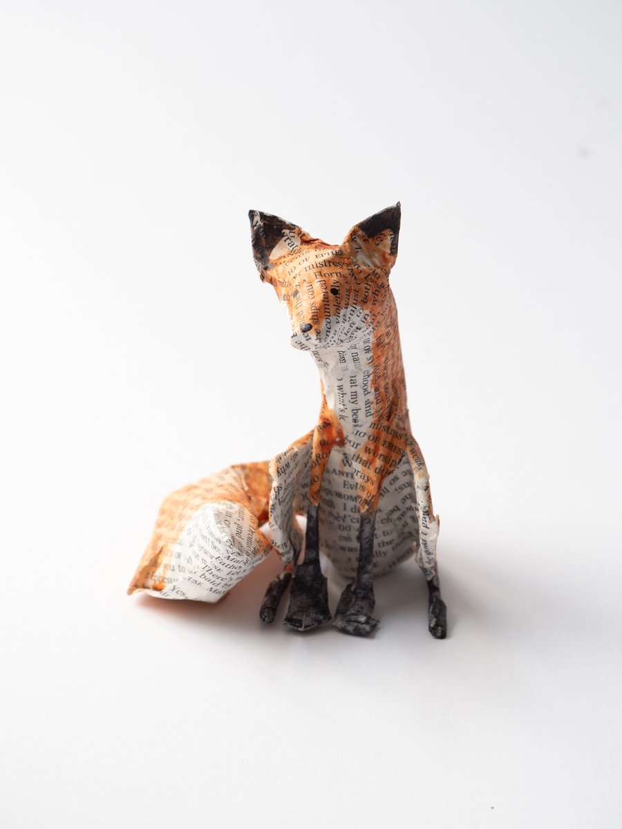 Bridie Small Paper Mache Fox Sculpture