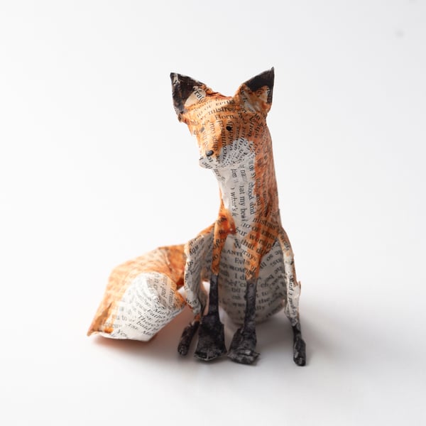 Bridie Small Paper Mache Fox Sculpture