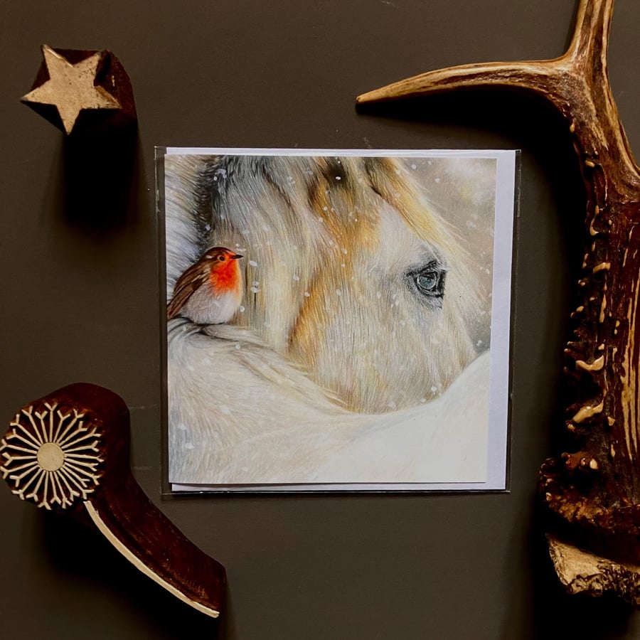 The Christmas Horse Mini Blank Greeting Card