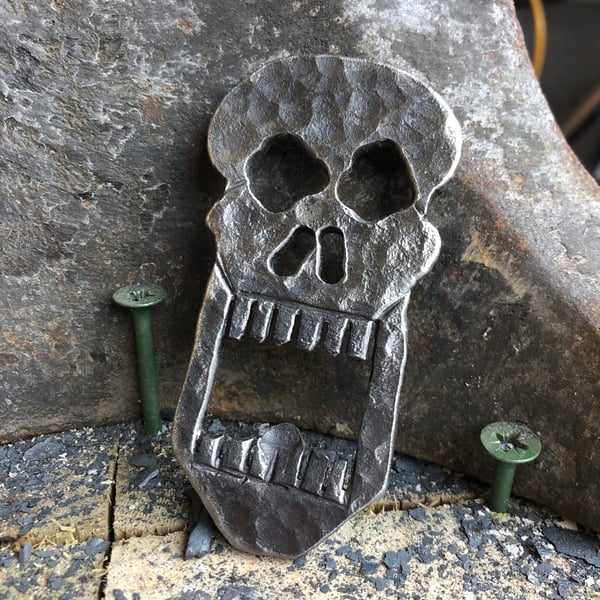 Hand Forged Skull Bottle Opener