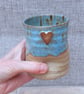 Water juice beaker tumbler cup hand thrown stoneware handmade pottery heart - Image 1
