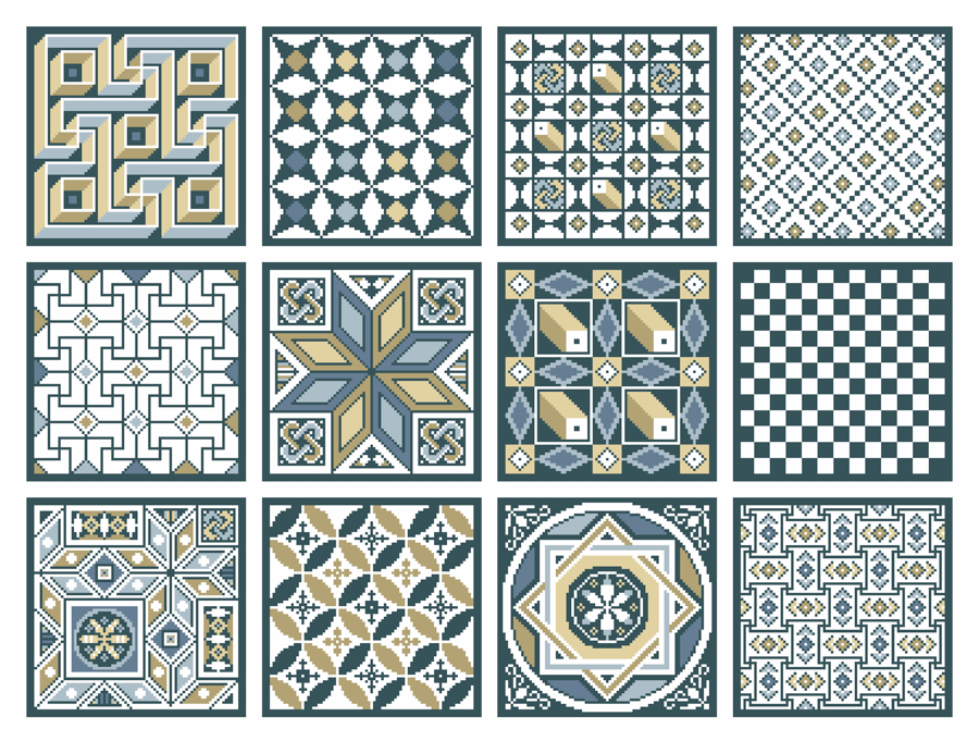 091 - Cross Stitch Pattern Ancient Roman Floor Mosaic Tiles Antiochia ad Cragnum