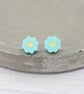 Pastel blue flower studs - Titanium stems - Hypoallergenic - Image 4