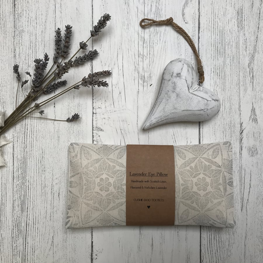 Hand Printed Linen Lavender Eye Pillow