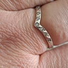 Wishbone ring in 9ct white gold with seven bead set diamonds 