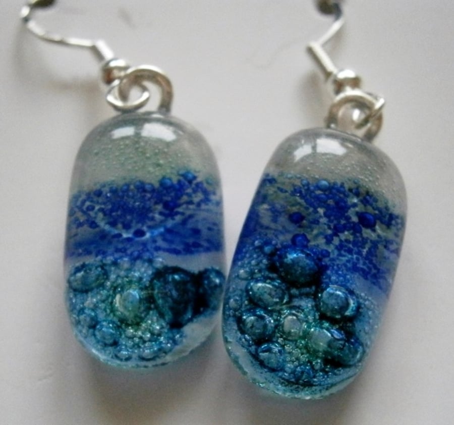Hand crafted Fused glass Bubbly earrings