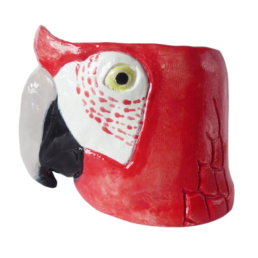 Parrot Ceramic Pot - Handmade