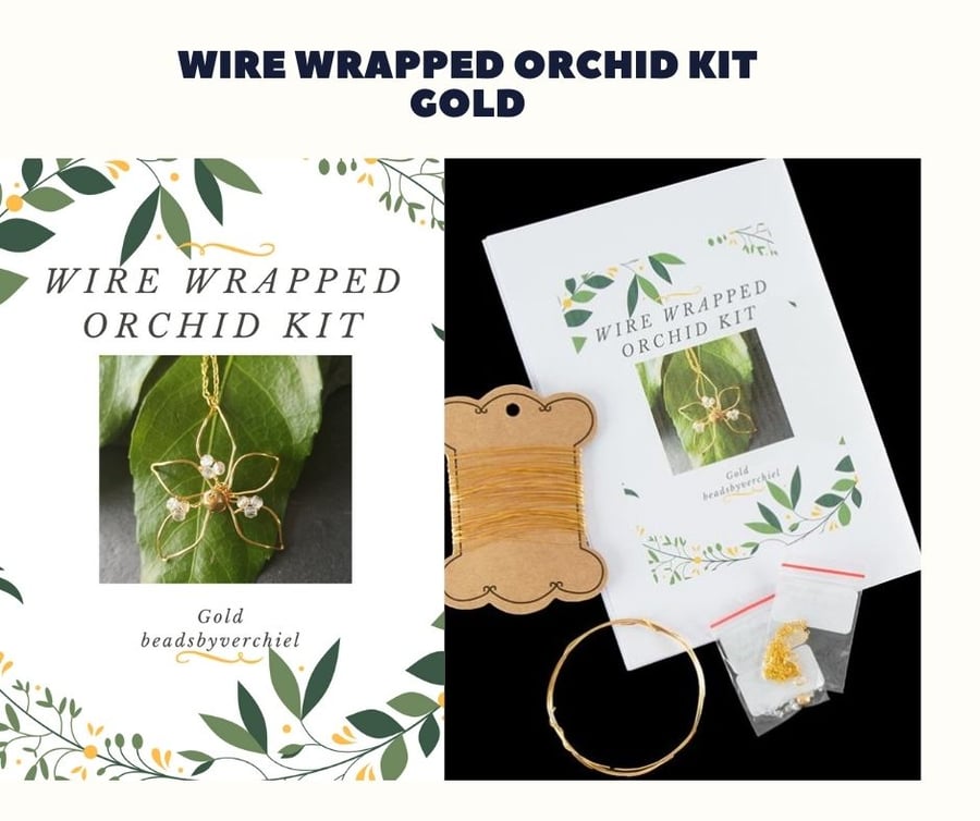 Wire Wrapped Orchid Kit Gold - Jewellery Making 