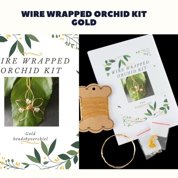 Wire Wrapped Orchid Kit Gold - Jewellery Making 