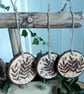 Five pyrography rowan wood slice hanging decorations - Image 3