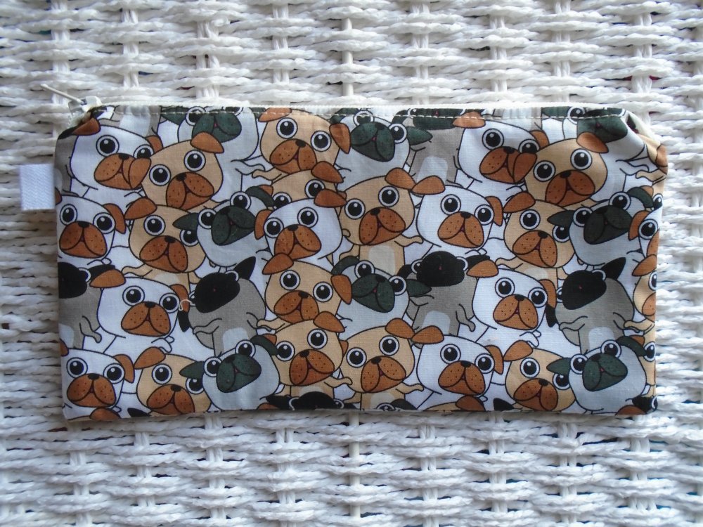 Fun Pug Pencil Case or Small Make Up Bag.