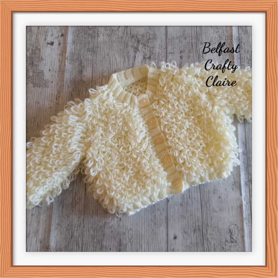 MADE TO ORDER - Hand Knitted Baby - LOOPY Style - Cardigan - Coat - CREAM