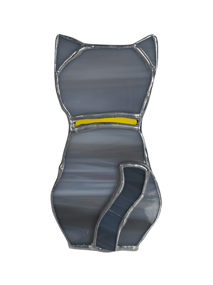 Stained glass grey cat Free standing 