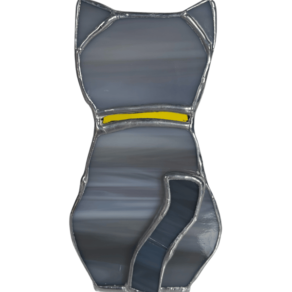 Stained glass grey cat Free standing 