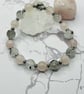 Stretchy bracelet with black rutile quartz, rose quartz and silver hematite 