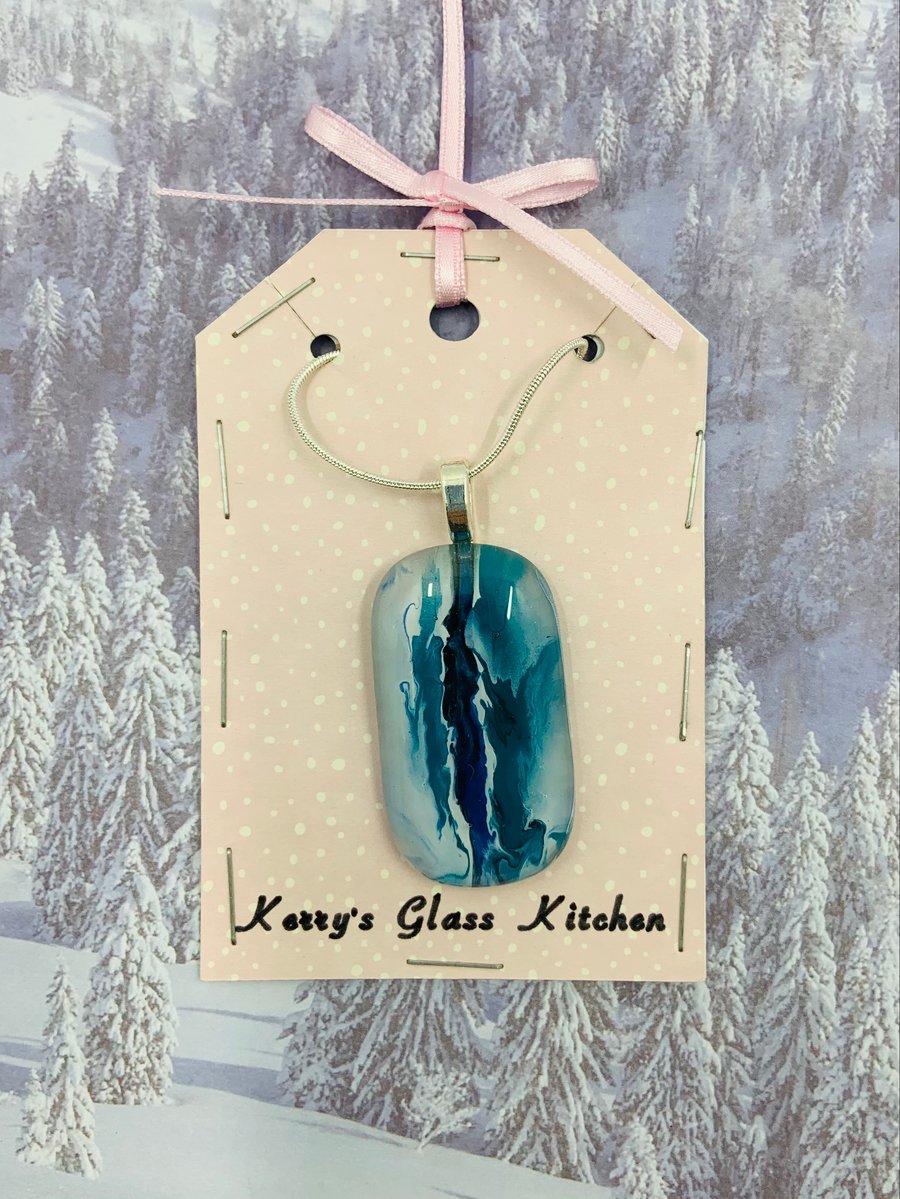 Hand painted Fused Glass pendant.