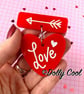 Love Heart and Arrow Brooch in Red & White by Dolly Cool - 40s 50s Reproduction 