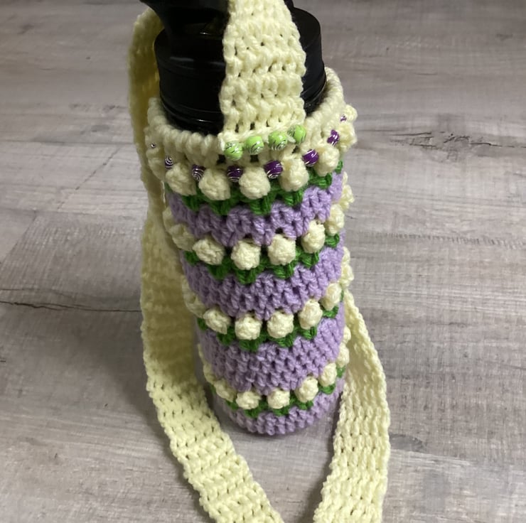 Crochet beaded water bottle holder Folksy