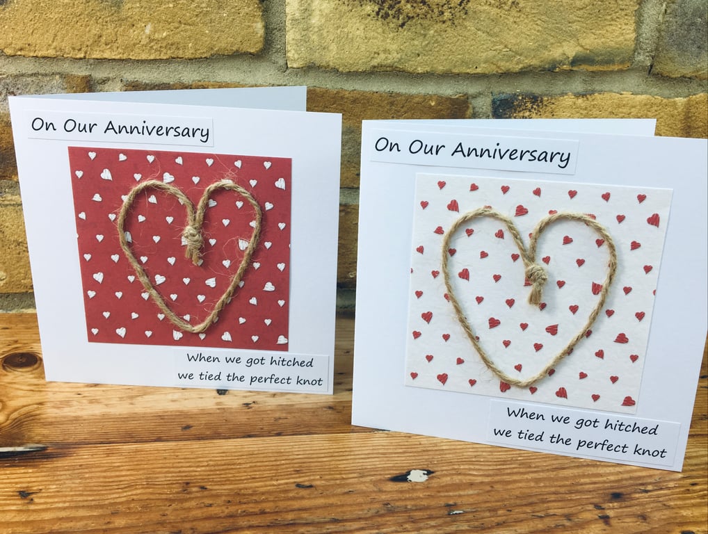 Anniversary card, Wedding Anniversary, Happy Anniversary, Love heart handmade